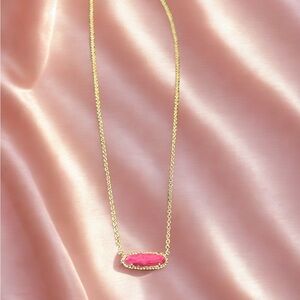 Authentic Kendra Scott Elisa Necklace – Pink Faceted Pendant, Gold-Tone Chain